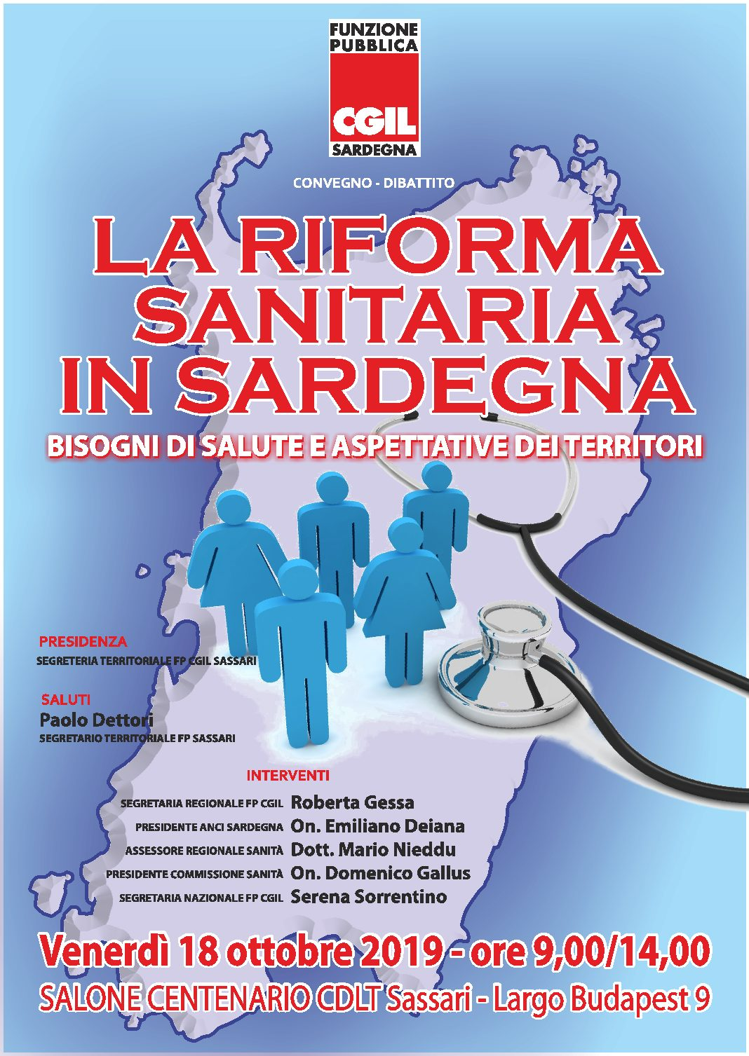 La riforma sanitaria in Sardegna, bisogni di salute e aspettative dei territori – SASSARI, 18 ottobre 2019.